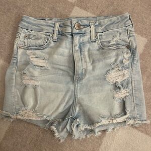 American Eagle Outfitters Blue Distressed Jean Shorts